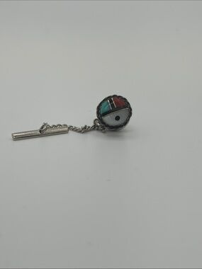 Vintage Sterling Silver 925 Native American  Zuni Sunface tie tack pin